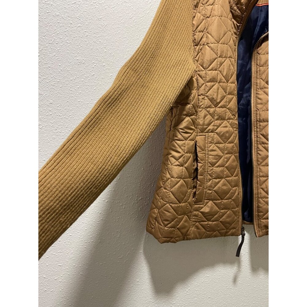 G.H. Bass & Co. Women’s Quilted Jacket Size L Brown Ribbed Sleeves Zip Up - Picture 6 of 16